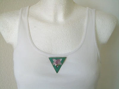 Anhänger Brosche Perlmutt Dreieck Alpaka Alpacca 8,0 g / 4,3 x 4,9 cm - Bild 1 von 4