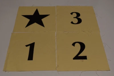 STAR 1 2 3 cotton fabric 6" squares quilt blocks CREAM BLACK craft numbers - Image 1 of 2