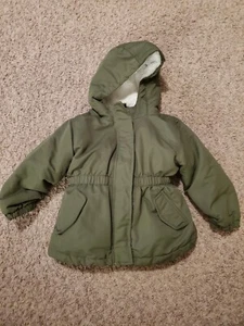 Wonder Nation Utility Jacket Girls Size 3T Long Sleeve Olive Green Hooded - Picture 1 of 5