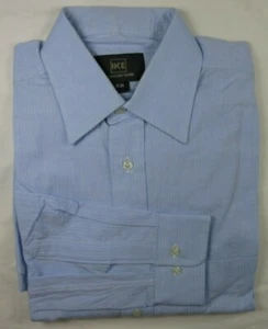 Camisa de vestir Ike Design By Behar azul claro algodón a rayas stock 15/34 mayor - Imagen 1 de 12