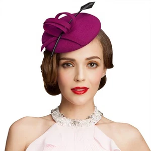 Boina de fieltro de lana para mujer Sombrero de boina fascinator Pastillero Royal Ascot Boda A145 - Imagen 1 de 100
