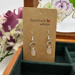 Opalescent Crackle Tear Drop Dangle Earrings Handmade #118 - Picture 1 of 3