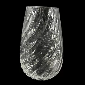 Vintage Clear Twisted Cut Crystal Flower Vase Pear Shape 6 3/8" Mid Century Mod - Picture 1 of 6