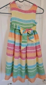Talbots Girls Kids Size 5 Linen Lined Striped Maxi Dress - Picture 1 of 5