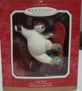 Hallmark Keepsake Ornament Cool Sport Coca-Cola Coke Polar Bear Snowboard 2001 - Picture 1 of 3