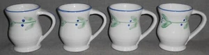 Juego (4) Tazas Dansk HOJAS VERDES - PATRÓN DE BAYAS AZULES 12 OZ con mango PORTUGAL - Imagen 1 de 7