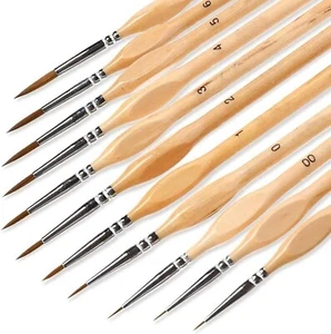 Paint Brush Set Miniature Detail Nylon Hair Paint Brushes for Oil Acrylic - Picture 1 of 7