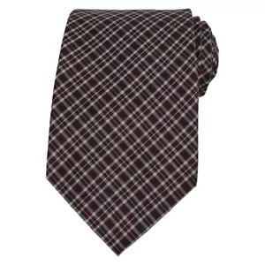PERRY ELLIS PORTFOLIO Mens Silk Tie 3.25 Brown White Gingham Check Print Necktie - Picture 1 of 6