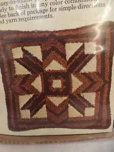 Vtg 70s NEW Caron Bargello Square 27x27 Pillow Printed Pattern Latch Hook Canvas - Picture 1 of 4