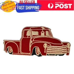 Vintage Pickup Truck Iron on Patch UTE Red Cream Farm Vehicle 10.5×4.5×0.1cm(2g) - Picture 1 of 4