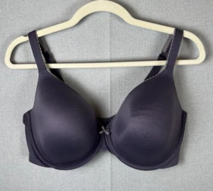 Victoria's Secret Purple Size 38 DDD Lined Perfect Coverage 38DDD Lace Trim Bow - Picture 1 of 9