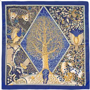 Eleganter Marineblauer Seidenschal für Damen - Geschenkidee Halstuch Bandana - Bild 1 von 7
