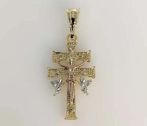 Santa Cruz Caravaca Jesús Crucifijo Chapado en Oro Colgante Oro Chapado Cruz Dije - Imagen 1 de 2
