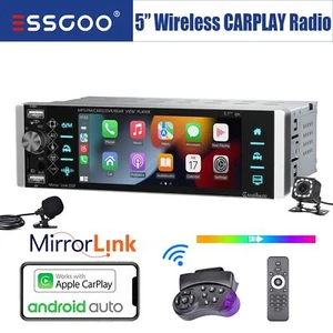 Car Stereo 1 Din Wireless Carplay 5" IPS Appearance Bluetooth + Rear View Camera MIK - Picture 1 of 15