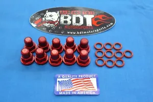 YAMAHA BANSHEE ATV BDT ENGINE CYLINDER HEAD BILLET ACORN NUTS RED 10pk NEW USA - Foto 1 di 5