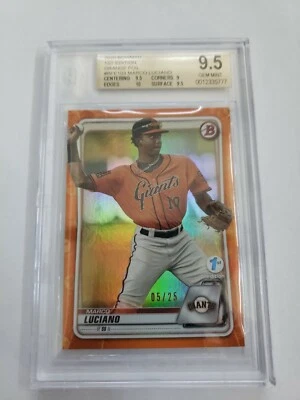 2020 Bowman 1st Edition Marco Luciano Orange Foil 5/25 Giants SP BGS 9.5 - Image 1 of 2