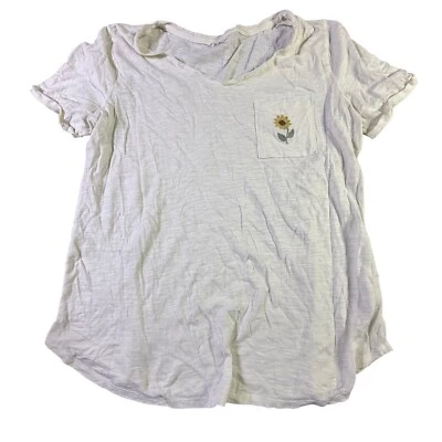 Camiseta Maurices Girasol Bolsillo Cuello en V Informal Top Uso Diario Talla M Cottagecore Foto 1 de 3