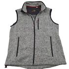 Orvis Mens Fleece Vest Full Zip Gray Side Pockets Logo Drawstring Size Medium