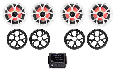 MB Quart GMR-LCD Marine/Boat Receiver w/AM/FM/Bluetooth+(4) 6.5" LED Speakers - Image 1 of 4