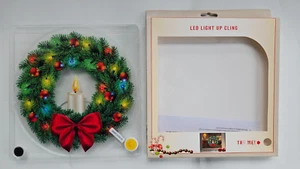 Cracker Barrel Lit Wreath w/ Warm LED Light Up Candle Decal & 4Hr Timer - Picture 1 of 7