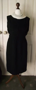 PAUL JONAS Dress Black Crepe 1960s Genuine Vintage Handmade UK size 12 - 14 - Picture 1 of 11