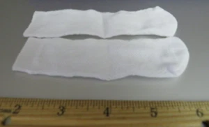 Calcetines de muñeca vintage blancos hasta la rodilla 5" de punta para arriba x 1-1/4" NOS #N12 - Imagen 1 de 1