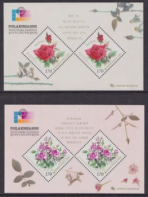 Korea, 2002,Flora, Roses - Pink Lady & Red Queen, souvenir sheets - Image 1 of 3