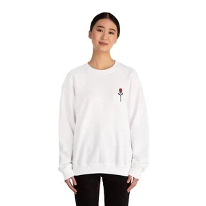 Embroidered Rose Crewneck Sweatshirt | Cozy, Casual, Spring, Gift for Her, - Picture 1 of 49