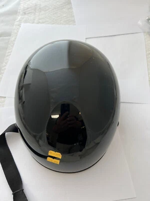 RETRO OLD SCHOOL GLOSS BLACK 1/2 HELMET SMALL NEW BUT WITH SOME MINOR BLEMISHes - Image 1 of 3