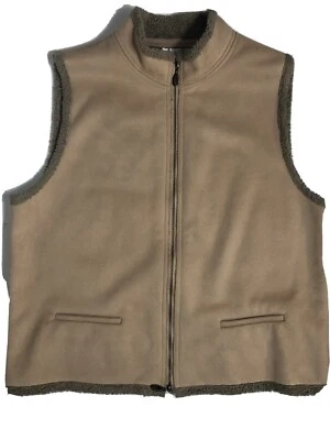 Chaleco Dana Buchman ~ Tostado ~ Para Mujer Talla 14 ~ Imitación Gamuza/Vellón de Oveja Foto 1 de 4