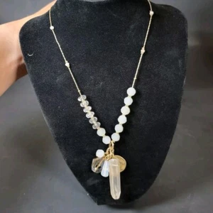 Collar Piedra Lunar Cristal Tono Dorado Calidad Diseñador Firmado JB FB - Imagen 1 de 7