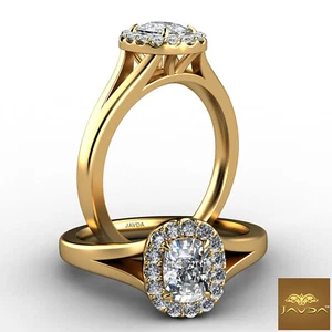 Halo Prong Setting Womens Cushion Diamond Engagement Ring GIA H Color VS2 0.7Ctw - Picture 1 of 12