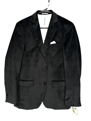 ALFANI Sport Coat Velvet Size 38L Black Solid Slim Fit Jacket NWOT Foto 1 de 4