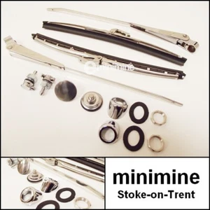 Classic Mini Wiper & Brightwork Set Push On Type MK3> RHD stainless chrome - Picture 1 of 1