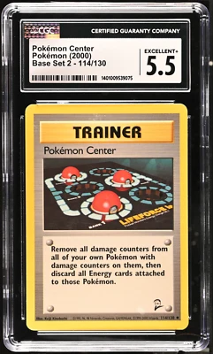 Pokemon Center CGC 5.5 - 114/102 Base Set 2 WOTC - 2000 Vintage TCG - Pop 3 - Image 1 of 3