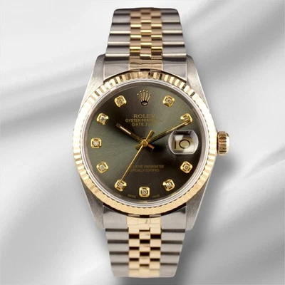 Rolex Datejust 36mm Yellow Gold Fluted Grey Diamond Dial Jubilee Watch - Image 1 of 4