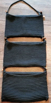 3 Pocket IKEA Blue NORDRANA Basket & Hanging Storage Organizer Handmade Bamboo  - Image 1 of 4