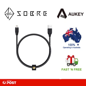 AUKEY Lightning USB Cable Apple iPhone Mfi Certified Nylon Braided (1.2m/3.9ft) - Picture 1 of 8