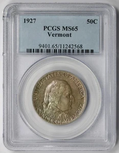 1927 Vermont Silver Commemorative Half Dollar 50C MS 65 PCGS - Picture 1 of 6