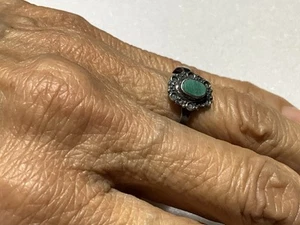 piccolo ANELLO MESSICO ARGENTO STERLING E MALACHITE MISURA 8 1/4 - Foto 1 di 4