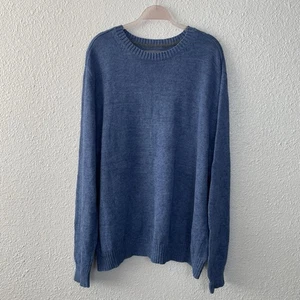 St Johns Bay 100% Cotton Sweater with Ribbed Crew Neck Denim Blue 2XL Classic - Picture 1 of 9