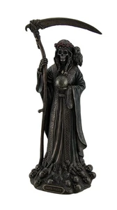 Santa Muerte Antique Bronze Finish Grim Reaper Statue - Picture 1 of 4