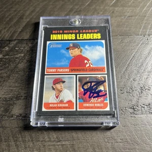 2020 Topps Heritage Minors #192 Innings Leaders Parsons Kingham Signed IP Robles - Picture 1 of 11