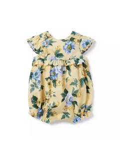 Janie & Jack Baby Strampler Blumen Rüschen Baumwolle gelb Sommer Urlaub - Bild 1 von 5