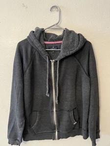 Suéter American Eagle para mujer talla XL sudadera con capucha cremallera completa gris liso - Imagen 1 de 5