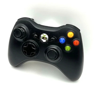 CONTROLLER Microsoft XBOX 360 ORIGINALE WIRELESS Nero TESTATO - JOYSTICK - PAD - Immagine 1 di 4