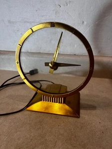 Vintage Jefferson Golden Hour Electric Mystery Clock 1950s MCM Parts or Repair - Picture 1 of 8