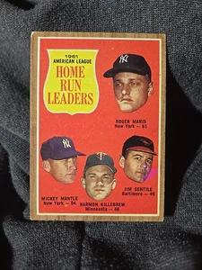 1962 TOPPS MICKEY MANTLE & ROGER MARIS HOME RUN LEADERS CARD #53 EX - Picture 1 of 2