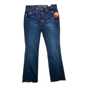 Kikit Jeans Womens 12 Blue Bootcut Flap Pockets Western Cowgirl Stretch NWT - Picture 1 of 13