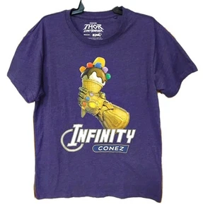 Thor Marvel Mens Short Sleeve T-shirt Purple Infinity Cones Size M - Picture 1 of 6
